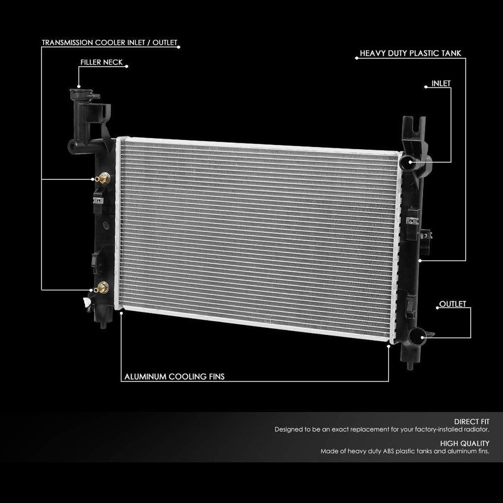 DNA Motoring  Factory Style Aluminum Radiator Compatible with 93-95 Town & Country/Caravan/Grand Voyager AT, 25-3/8" W X 15-1/16" H X 1-1/4" D, 1-1/4" Inlet, 1-1/2" Outlet