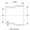 HTSRNBLK-139 4" - 4.25" ID, 4" Length, Silicone Reducer Coupler Hose, High Temp 4-Ply Reinforced, Silicone, Black
