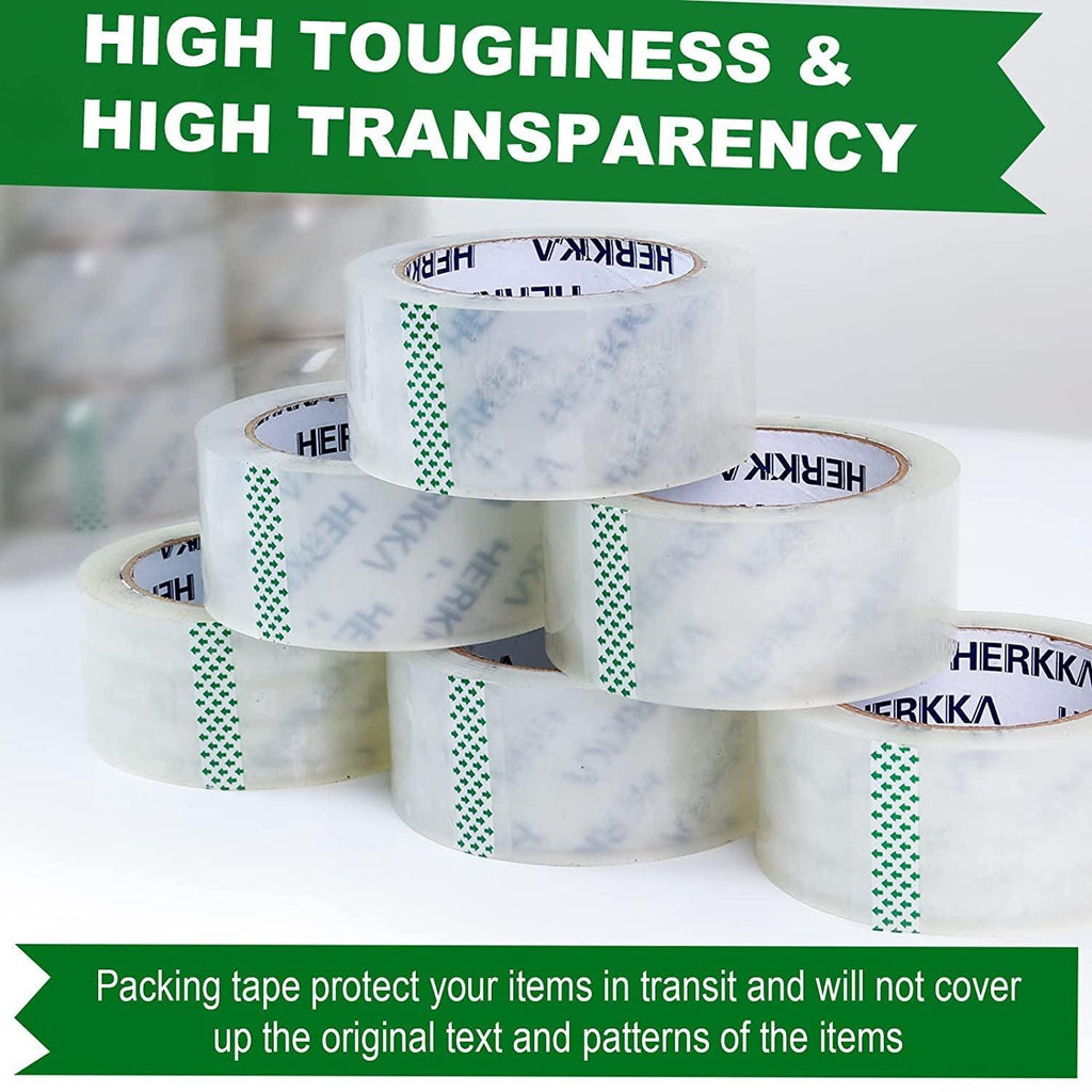 Clear Packing Tape,  18 Rolls Heavy Duty Packaging Tape for Shipping Packaging Moving Sealing, Thicker Clear Packing Tape, 2 Inches Wide, 65 Yards per Roll, 1170 Total Yards