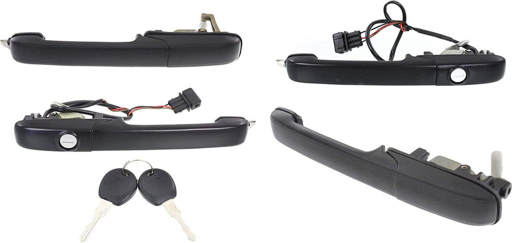 Exterior Door Handle Compatible with Volkswagen Passat 1990-1993 Front and Rear Door Handle Right Side and Left Side Set of 4 outside Textured Black Plastic+Metal