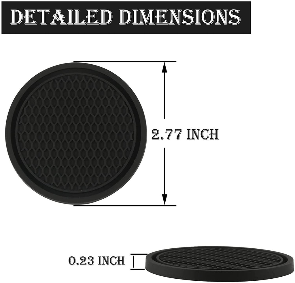 SINGARO Car Cup Coaster, 4PCS Universal Non-Slip Cup Holders Embedded in Ornaments Coaster, Car Interior Accessories, Black