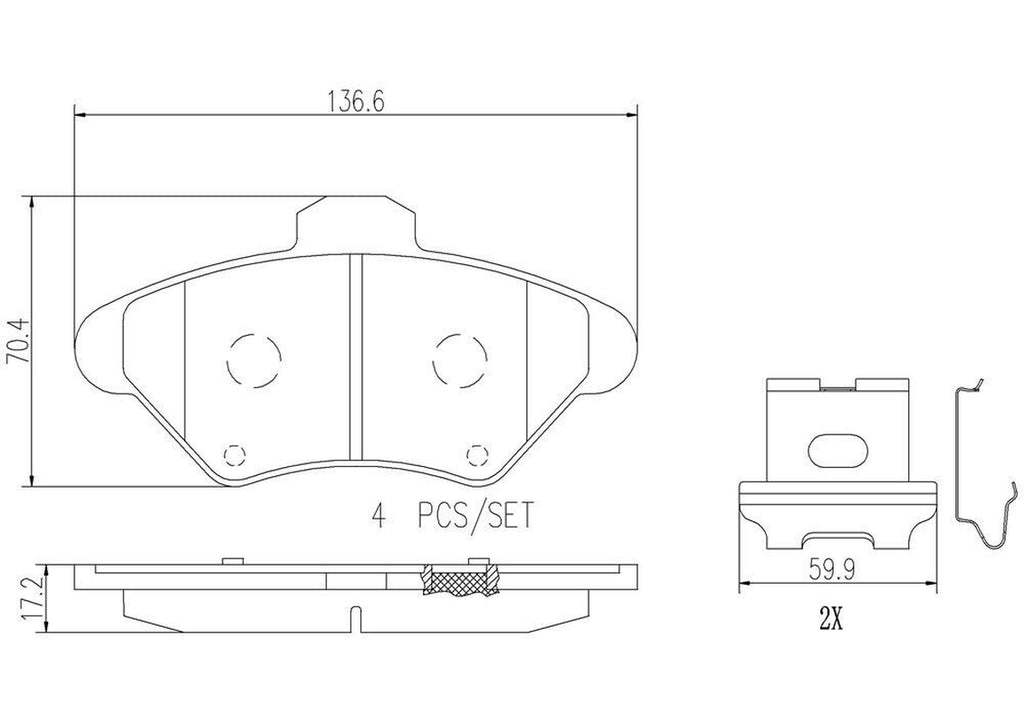 Brembo Front Disc Brake Pad Set for Mustang, Thunderbird, Cougar (P24095N)