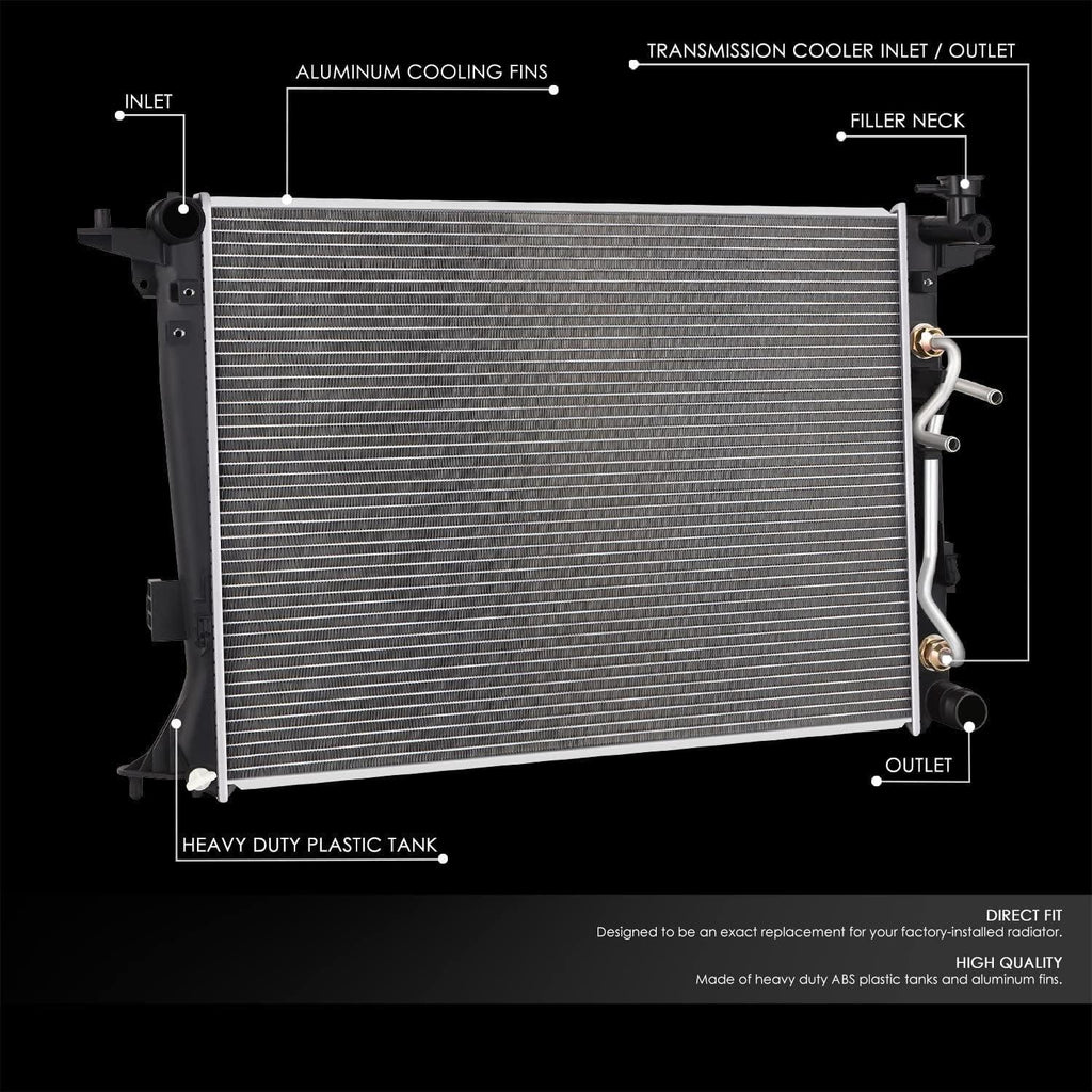 OEM-RA-13420 OE Style 1-Row Aluminum Cooling Radiator Compatible with 13-14 Hyundai Genesis Coupe 2.0L AT