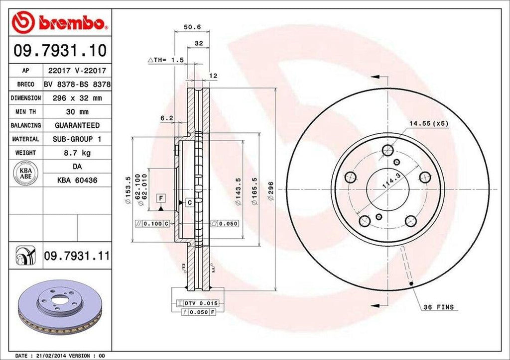 Brembo Front Disc Brake Rotor for Lexus (09.7931.11)