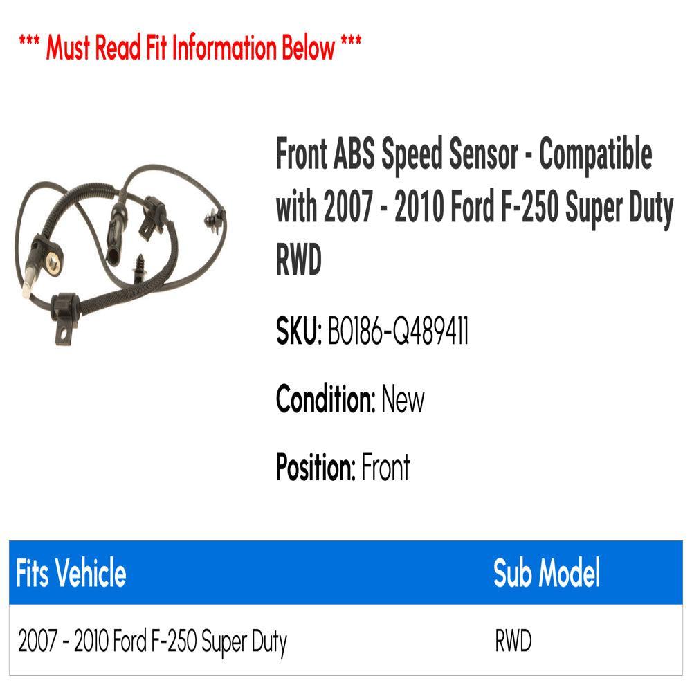 Front ABS Speed Sensor - Compatible with 2007 - 2010 Ford F-250 Super Duty RWD 2008 2009