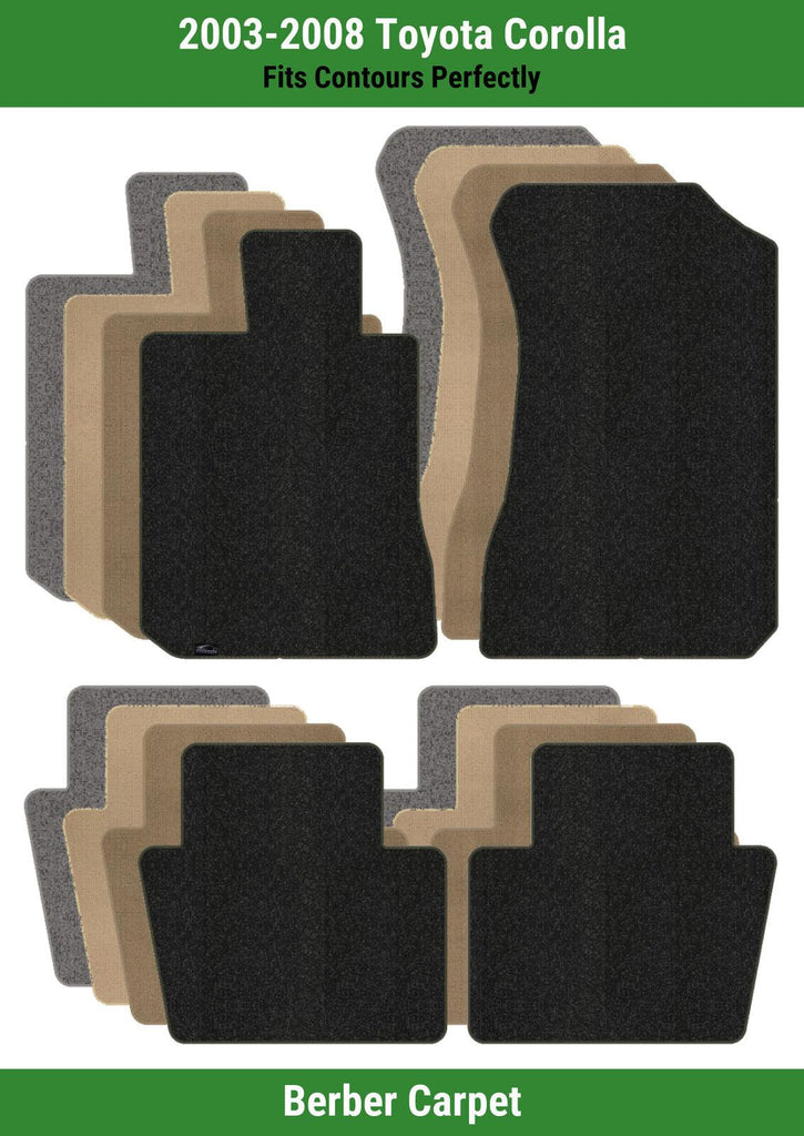 Lloyd Berber Front & Rear Row Carpet Mats for 2003-2008 Toyota Corolla