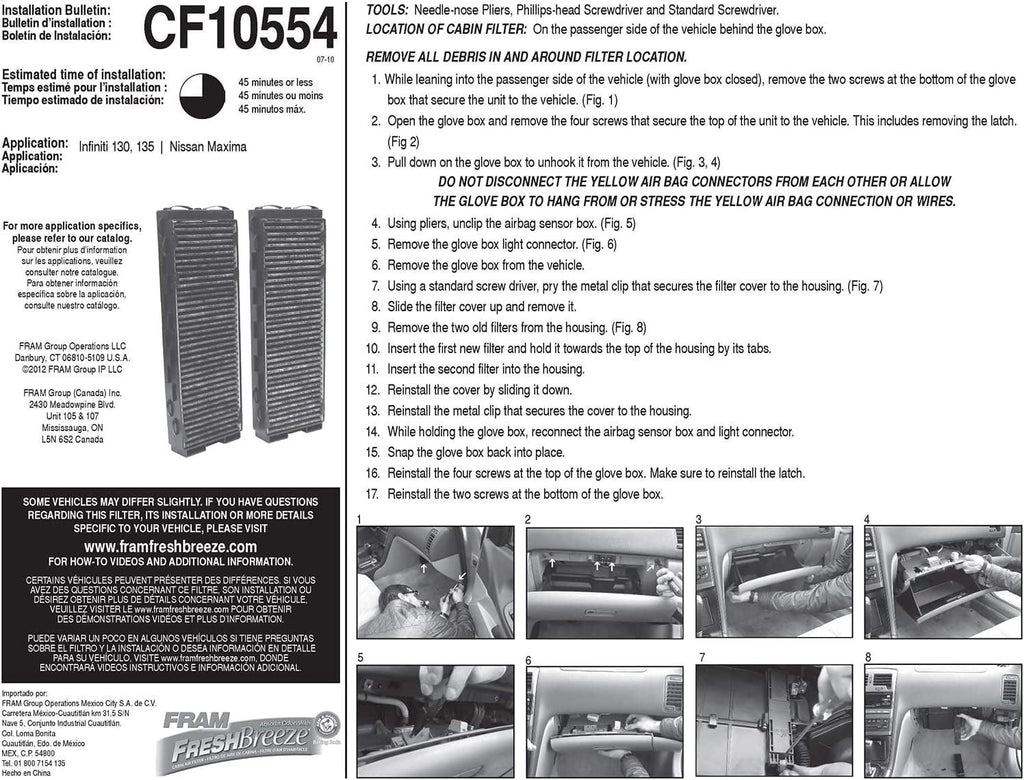 Fresh Breeze Cabin Air Filter with Arm & Hammer Baking Soda, CF10554 for Select Nissan Vehicles , White