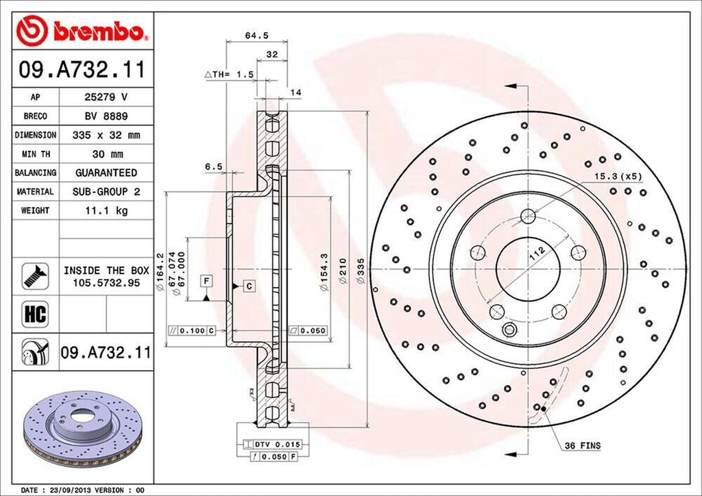 Brembo Front Disc Brake Rotor for Mercedes-Benz (09.A732.11)