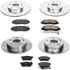 K1042 Front and Rear Z23 Carbon Fiber Brake Pads with Drilled & Slotted Brake Rotors Kit
