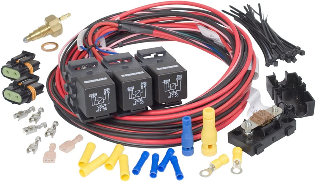 Painless Performance 30118 Dual Activation, Dual Electric Fan Relay Kit with Thermostatic Switch (On 205/Off 190) for LSX