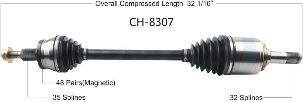 CH-8307 - Rear Driver Side CV Axle Shaft