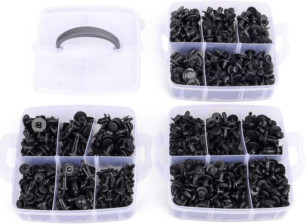 635Pcs Car Push Retainer Clips & Auto Fasteners Assortment -16 Most Popular Sizes Nylon Bumper Fender Rivets with 10 Cable Ties and Fasteners Remover for Toyota GM Ford Honda Acura Chrysler