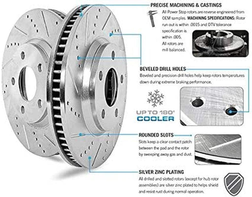 K6082 Front Z23 Carbon Fiber Brake Pads with Drilled & Slotted Brake Rotors Kit