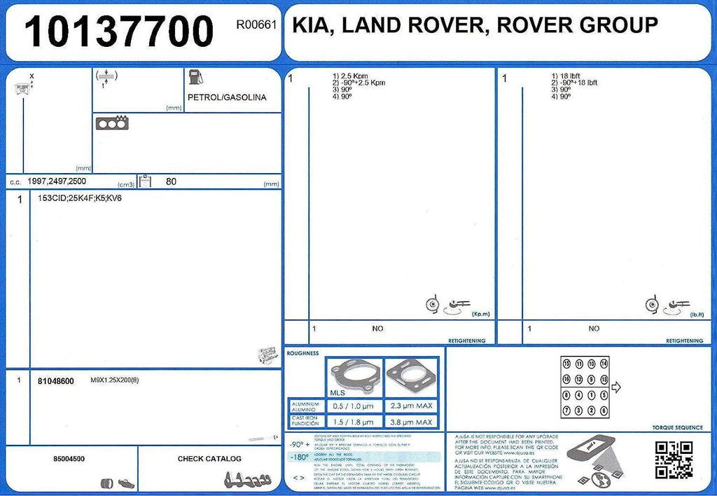 Head Bolt Set 81048600