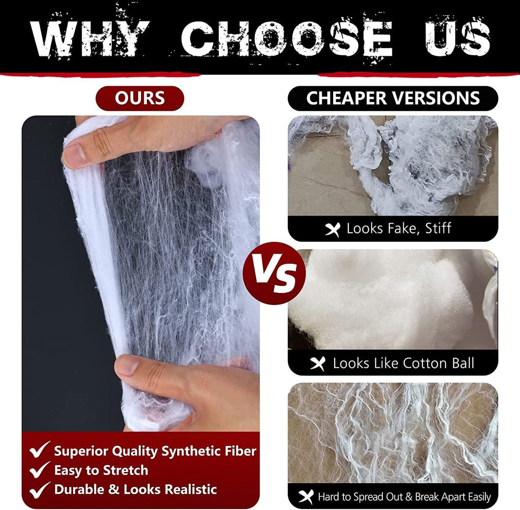 1000 Sqft Spider Webs Halloween Decorations with 77 Fake Spiders, Super Stretch Cobwebs for Halloween Indoor and Outdoor Decor