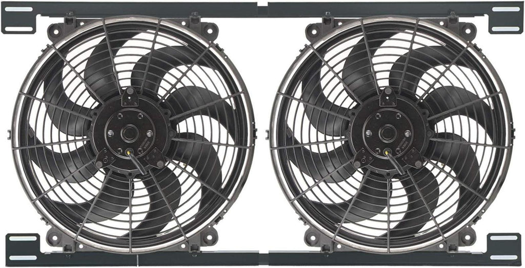 16834 14" Dual Tornado Electric Fan Assembly with Brackets, Black