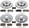 K7051 Front and Rear Z23 Carbon Fiber Brake Pads with Drilled & Slotted Brake Rotors Kit