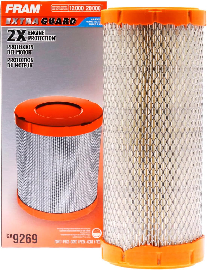 Extra Guard Engine Air Filter Replacement, Easy Install W/ Advanced Engine Protection and Optimal Performance for Select Bobcat, Case, Caterpillar, Deutz, John Deere, Kubota, Massey-Ferguson, New Holland and Other Vehicles, CA9269