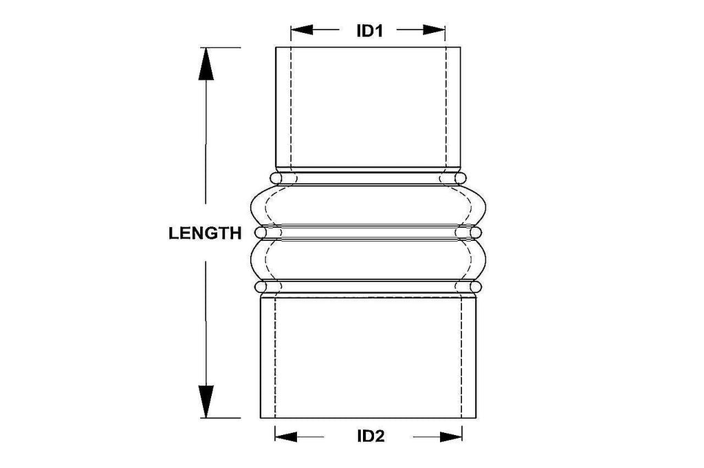 4-1/2" - 5" ID, Silicone CAC Coupler Hose Hot Side, High Temp 4-Ply Aramid Reinforced, Maximum Temperature Rating: 500F, 6" Length