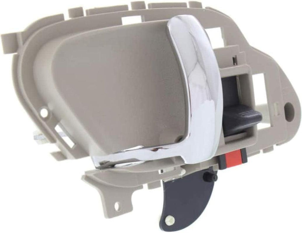for Chevy K3500 Interior Door Handle Front or Rear Driver Side Beige Bezel with Chrome Lever 1995-2000 | with Door Lock Button| Trim: Base/Silverado/Cheyenne