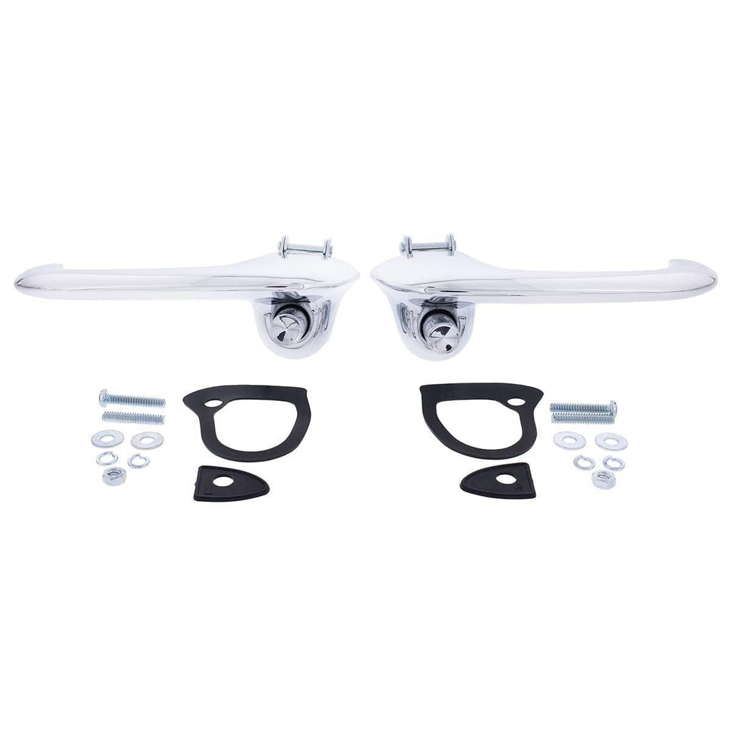 110824 Chrome outside Door Handle Set for 1966-77 Ford Bronco & 1967-68 Mustang, OEM Style, Complete Set - Set of 2 Handles