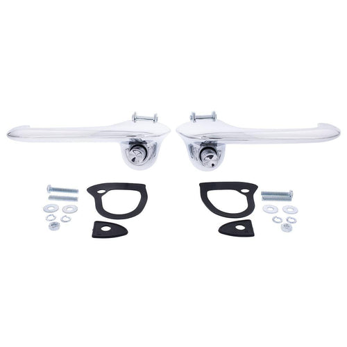 110824 Chrome outside Door Handle Set for 1966-77 Ford Bronco & 1967-68 Mustang, OEM Style, Complete Set - Set of 2 Handles