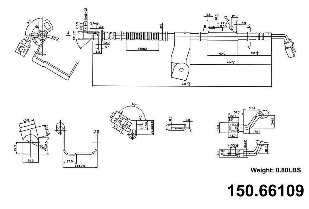 Brake Hydraulic Hose for Silverado 1500 HD Classic+More 150.66109
