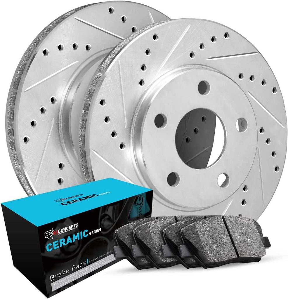 R1 Concepts Front Brakes and Rotors Kit |Front Brake Pads| Brake Rotors and Pads| Ceramic Brake Pads and Rotors|Fits 2008-2019 Pontiac Vibe; Scion Xd; Toyota Corolla, Matrix
