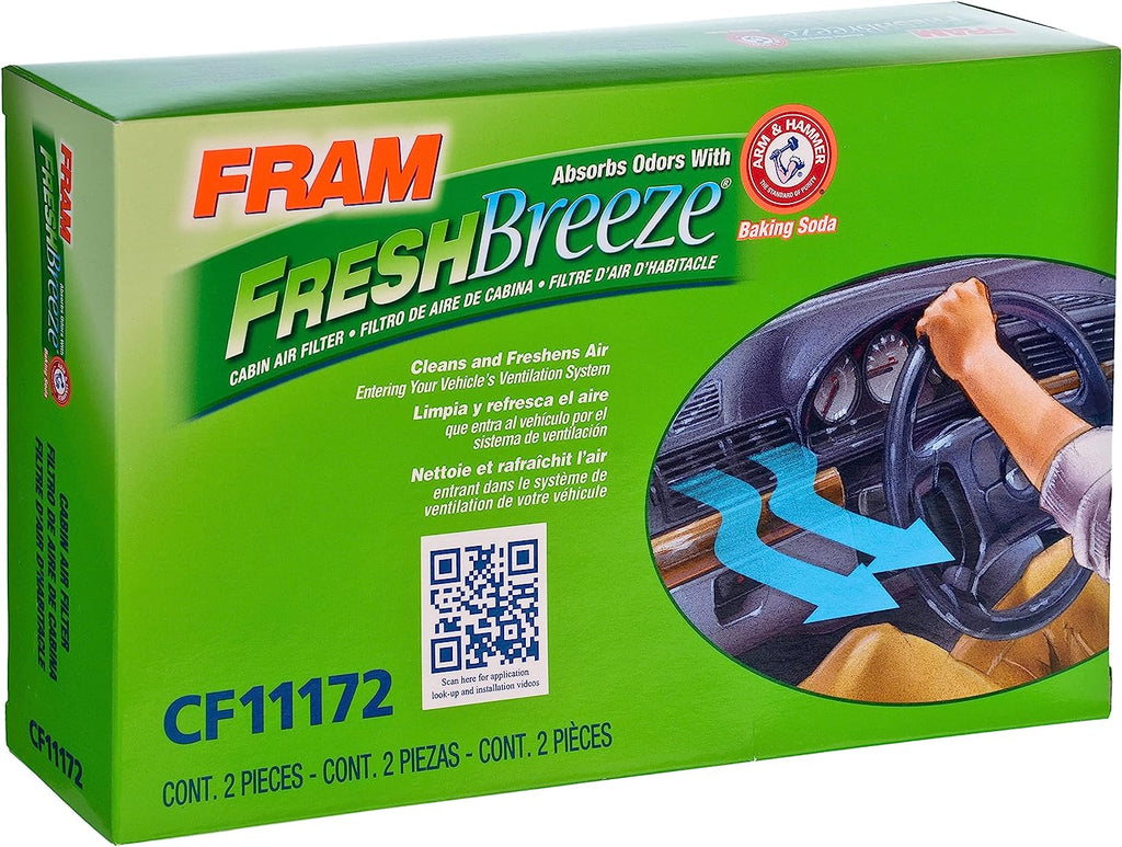 Fresh Breeze Cabin Air Filter with Arm & Hammer Baking Soda, CF11172 for Select Nissan Vehicles , White