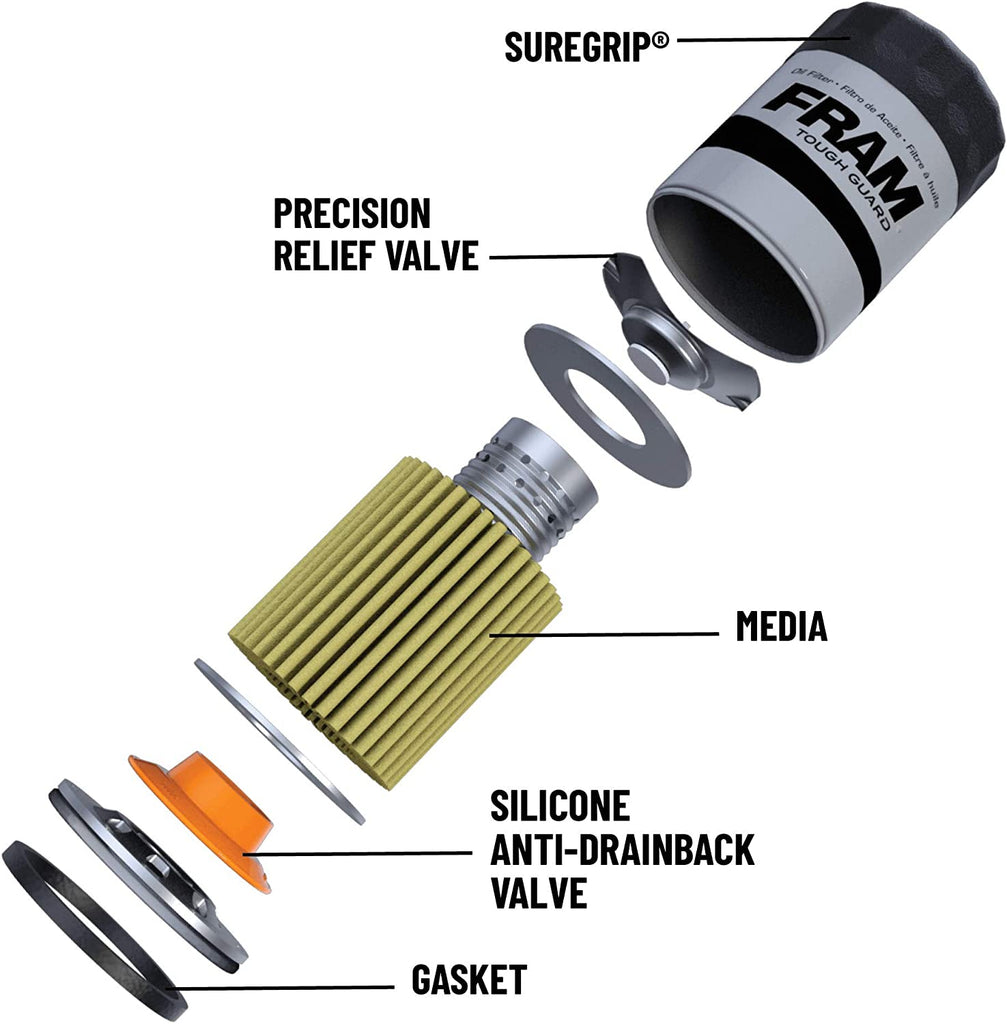 Tough Guard Replacement Oil Filter TG6607, Designed for Interval Full-Flow Changes Lasting up to 15K Miles