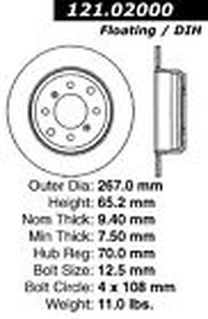 Centric Rear Disc Brake Rotor for Alfa Romeo (121.02000)