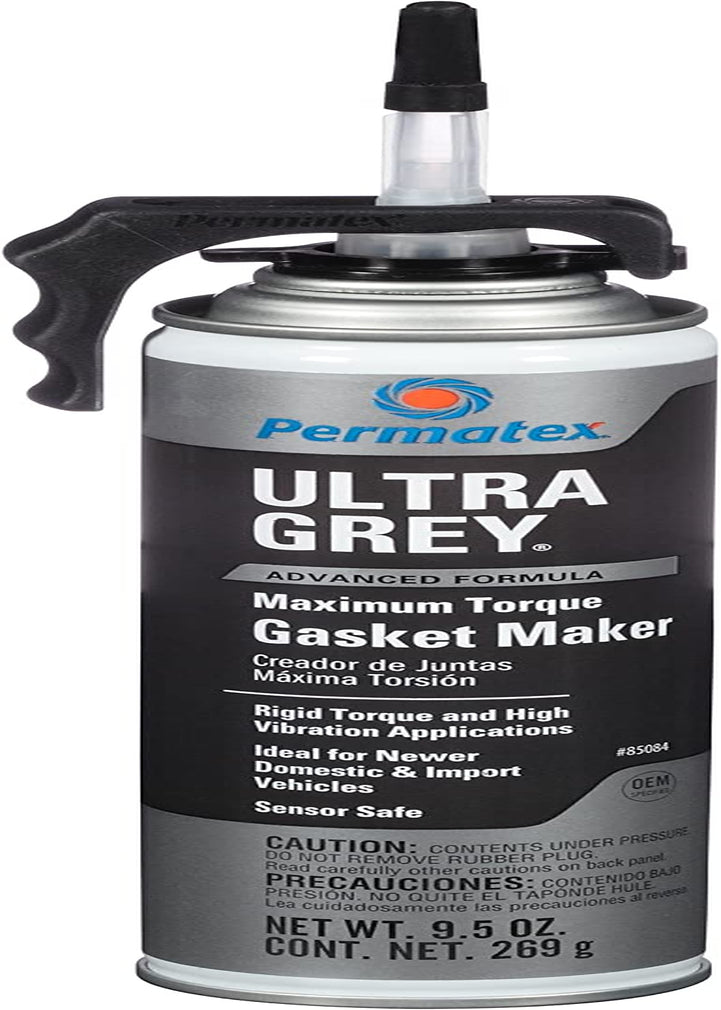 Permatex 85084-6PK Ultra Grey Rigid High-Torque RTV Silicone Gasket Maker, 9.5 Oz. Powerbead Can (Pack of 6)