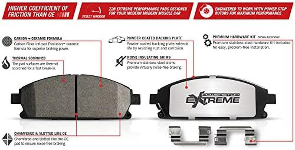 Front Z26-1474A Carbon-Fiber Ceramic Brake Pads Street Performance Z26