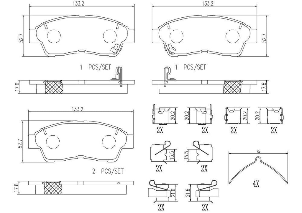 Front Disc Brake Pad Set for RAV4, Camry, Celica, Corolla, MR2, ES300 (P83034N)