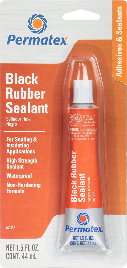 Permatex 80338 Black Rubber Sealant, 1.5 Oz. Tube