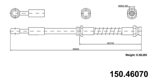 Centric Brake Hydraulic Hose for 1997-2004 Diamante 150.46070