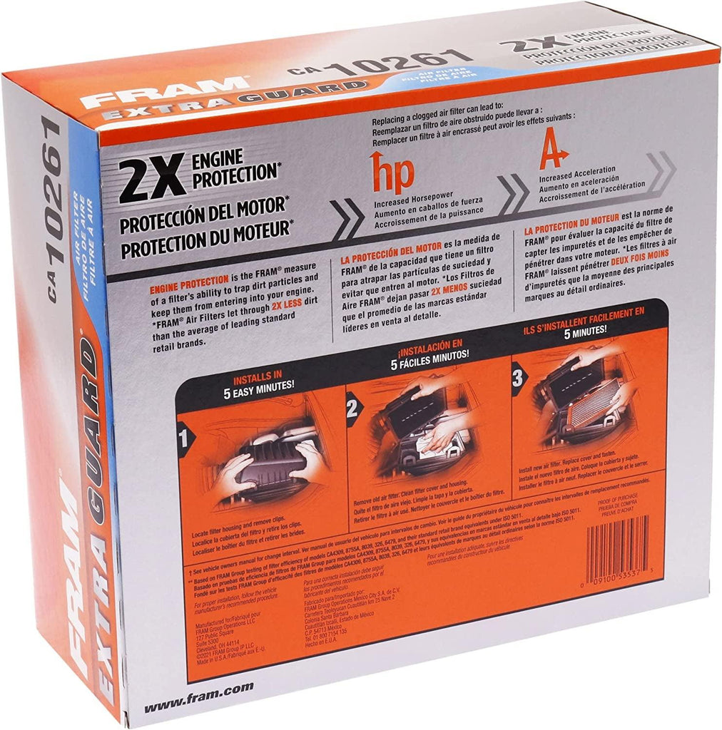 Extra Guard CA10261 Replacement Engine Air Filter for 2007-2022 Dodge Ram 2500-5500 (6.4L & 6.7L), Provides up to 12 Months or 12,000 Miles Filter Protection