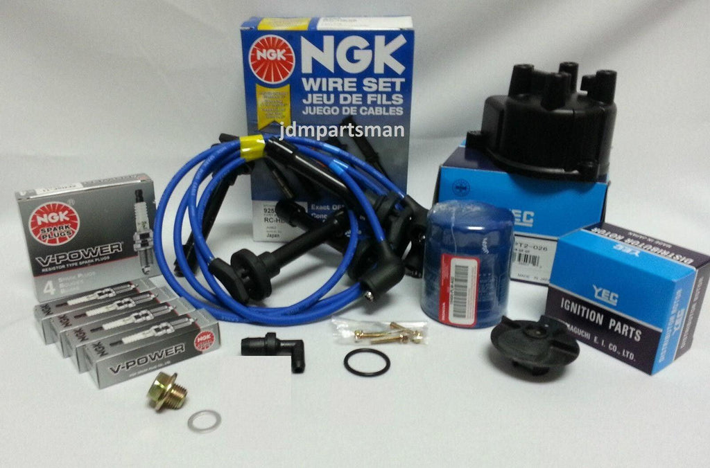 Cap-Rotor-Ngk Wires-Spark Plug-Pcv Kit for Honda Civic EG EK CX DX LX 1.6L