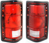 Tail Light Lens and Housing Compatible with 1987-1996 Dodge Dakota Black Trim, from 11-2-1987, Set of 2, Driver and Passenger Side Clear & Red Lens