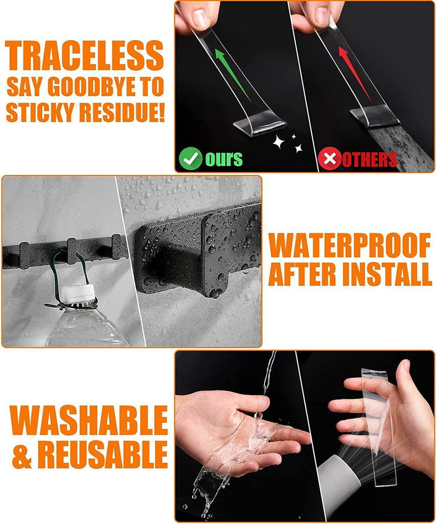 2 Rolls Double Sided Tape Heavy Duty - 240" X 1.2" & 0.8" - Removable Nano Tape for Poster Carpet Picture Hanging Strip Rug Wall Outdoor - Clear & Strong Adhesive Multipurpose Mounting Tape - 20 Feet