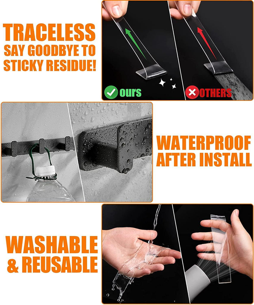 2 Rolls Double Sided Tape Heavy Duty - 240" X 1.2" & 0.8" - Removable Nano Tape for Poster Carpet Picture Hanging Strip Rug Wall Outdoor - Clear & Strong Adhesive Multipurpose Mounting Tape - 20 Feet