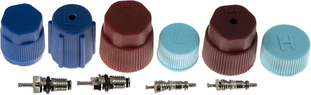 APDTY 143628 A/C High Side & Low Side Service Port Scharader Valve Core Cap Kit