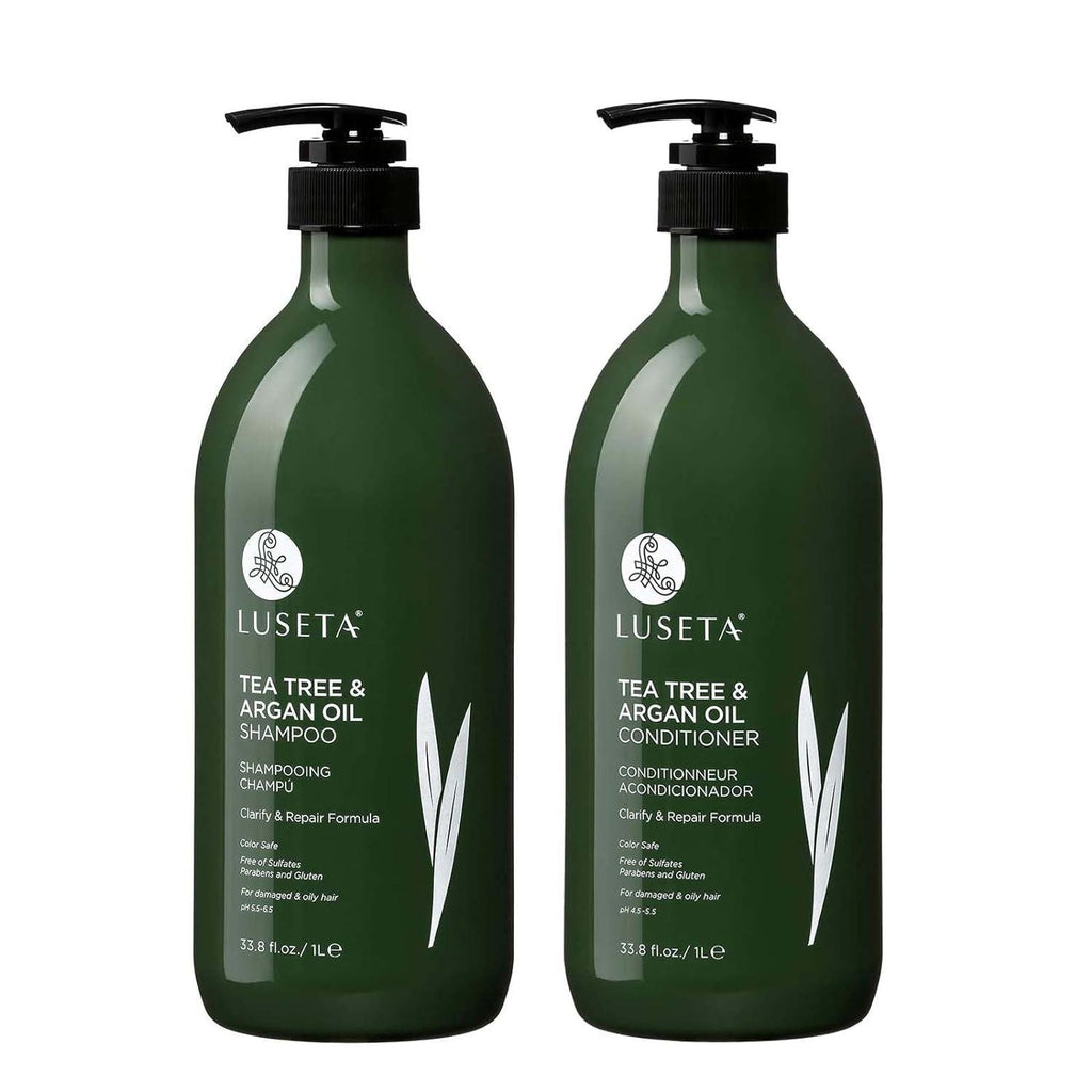Luseta Tea Tree & Argan Oil Detangling Shampoo & Conditioner Set, 2 X 33.8 Oz