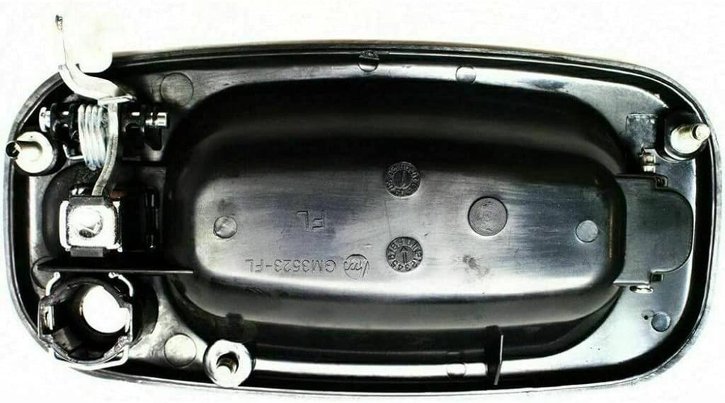 for Cadillac Escalade Exterior Door Handle Front, Driver Side Smooth Black Bezel with Chrome Lever 2002-2006 | with Key Hole | Trim: Base | GM1310149 | 15745149
