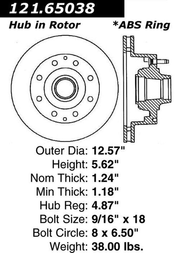Centric Front Disc Brake Rotor for Ford (121.65038)
