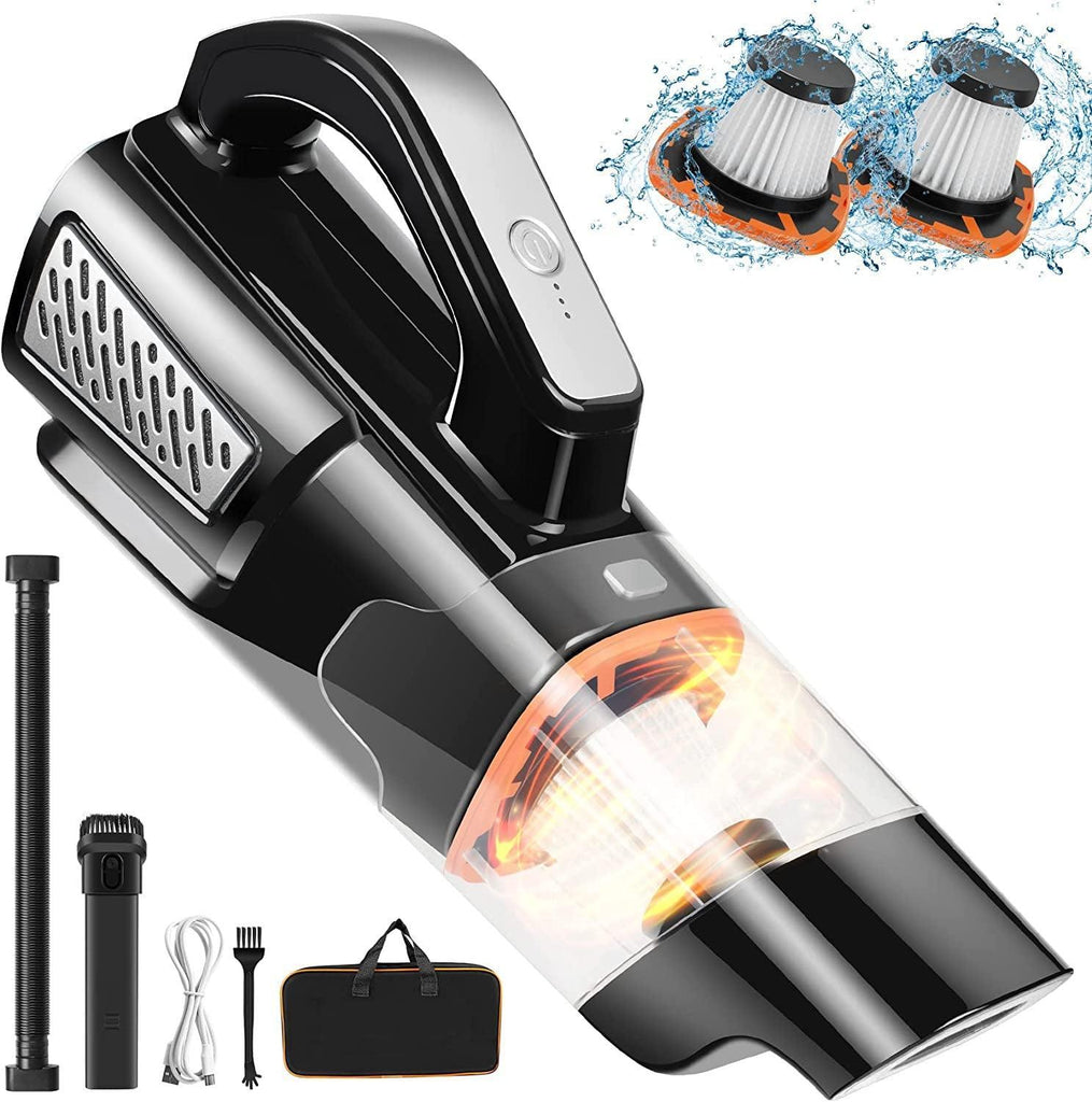Handheld Vacuum Car Vacuum - 2 Speed Mini Vacuum Hand Vacuum, 10000Pa Pet Hair Vacuum Cleaner, Lightweight and Rechargeable Car Vacuum Hand Held Vacuum Cordless for Car Home Office-Black