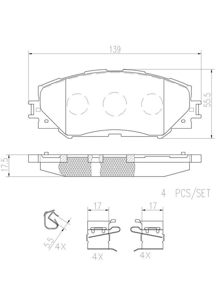 Front Disc Brake Pad Set for RAV4, Prius V, Xb, Xd, Corolla+More (P83082N)