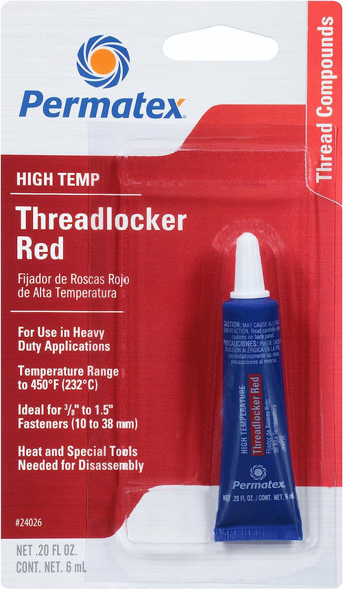 Permatex 24026-6PK High Temperature Threadlocker Red,6 Ml (Pack of 6)