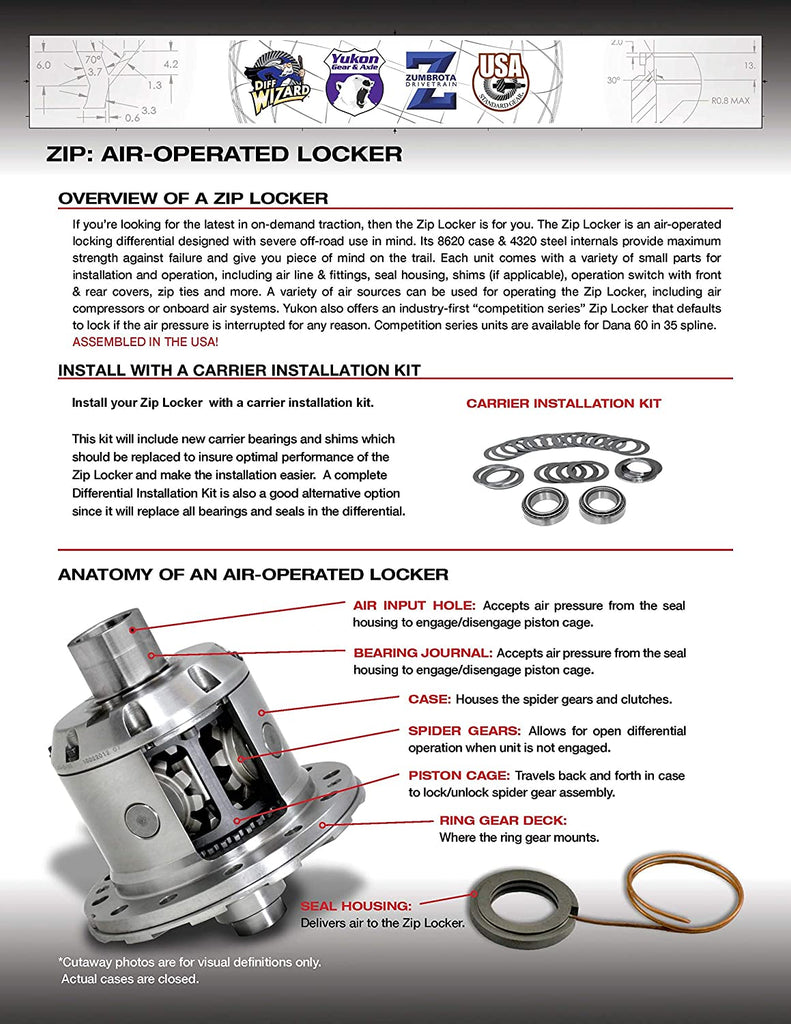 & Axle (YZLD44-3-30-JK) Zip Locker for Dana 44 30-Spline