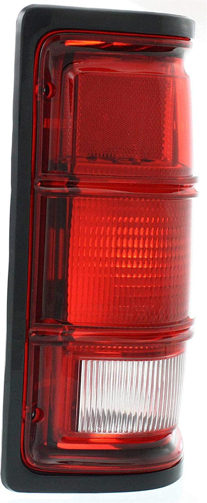 Tail Light Lens and Housing Compatible with 1987-1996 Dodge Dakota Black Trim, from 11-2-1987, Set of 2, Driver and Passenger Side Clear & Red Lens